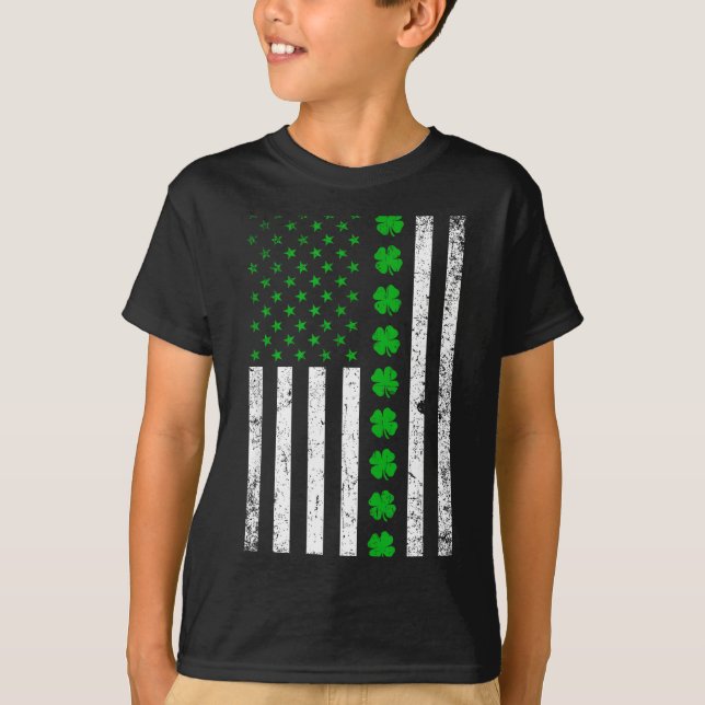 Irish American Flag St. Patrick's Day Shamrock  T-Shirt (Front)
