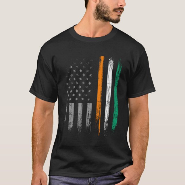 Irish American Flag St Patrick'S Day T-Shirt (Front)