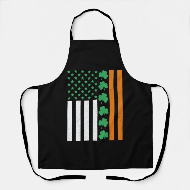 Irish American Flag St Pattys St Patricks Paddys Apron (Front)