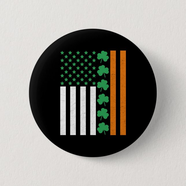 Irish American Flag St Pattys St Patricks Paddys Button (Front)