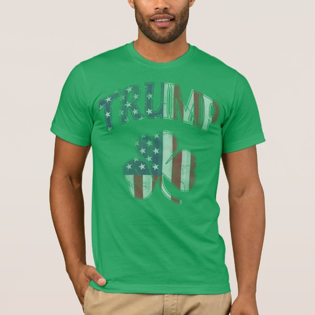 Irish American Flag Trump 2016 Shamrock T-Shirt (Front)