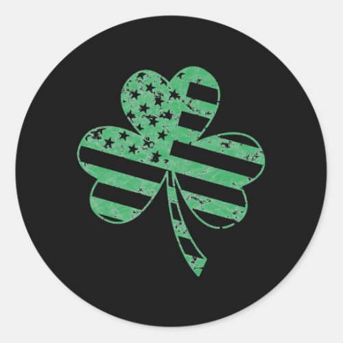 Irish American Flag Vintage Shamrock St Patricks D Classic Round Sticker