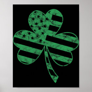 Irish American Flag Vintage Shamrock St Patricks D Poster