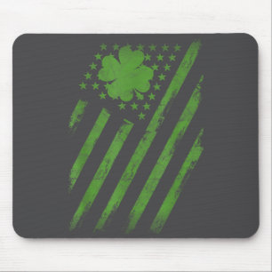 Irish American Flag With Shamrock Luck St Patrick' Mouse Pad