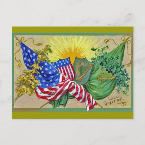 irish american flags postcard