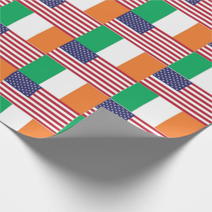 IRISH AMERICAN FLAGS WRAPPING PAPER