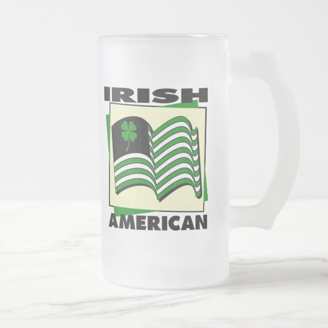 Irish American Frosted Glass Beer Mug (Right)