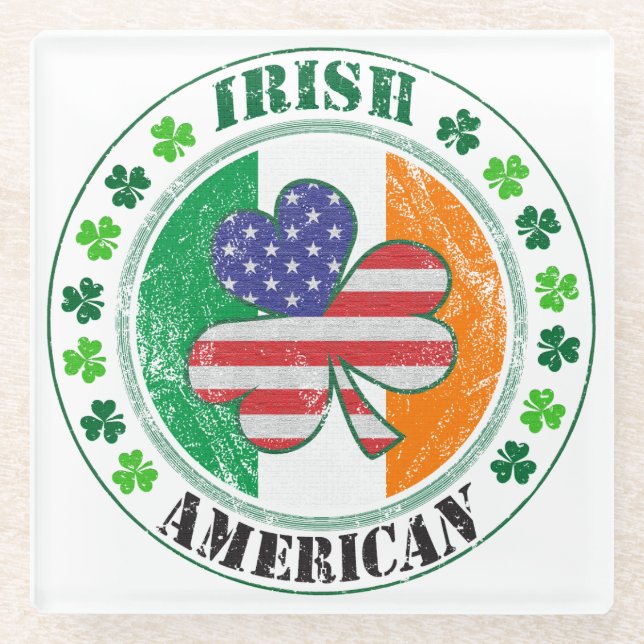 Irish American Glass Coaster (Front)