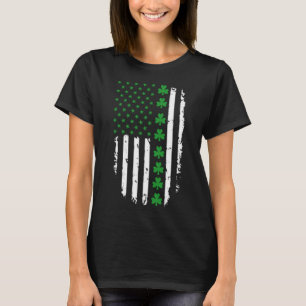 Irish American Green Clovers & Stars Flag T-Shirt