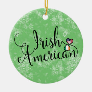 Irish American Hearts Christmas Tree Ornament