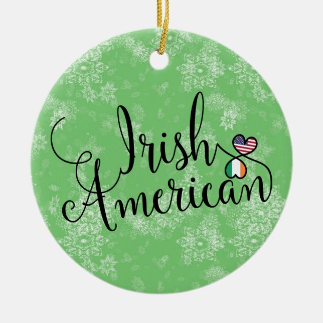 Irish American Hearts Christmas Tree Ornament (Front)