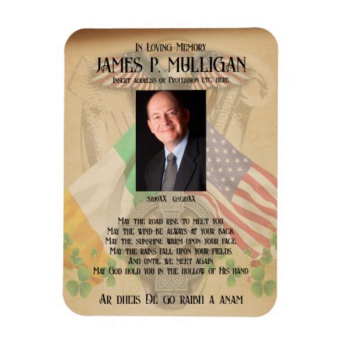 Irish American Memorial Photo Card Magnet