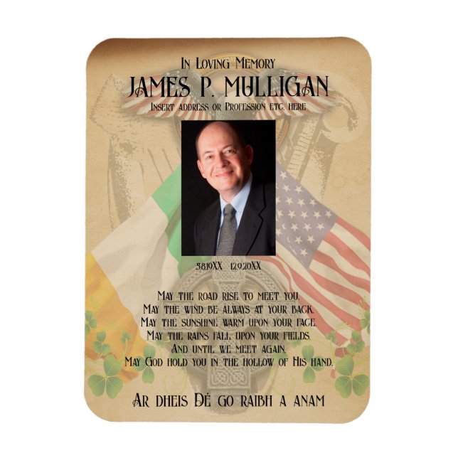 Irish American Memorial Photo Card Magnet (Vertical)