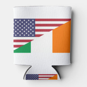 Irish American Pride US Ireland Flag Can Cooler