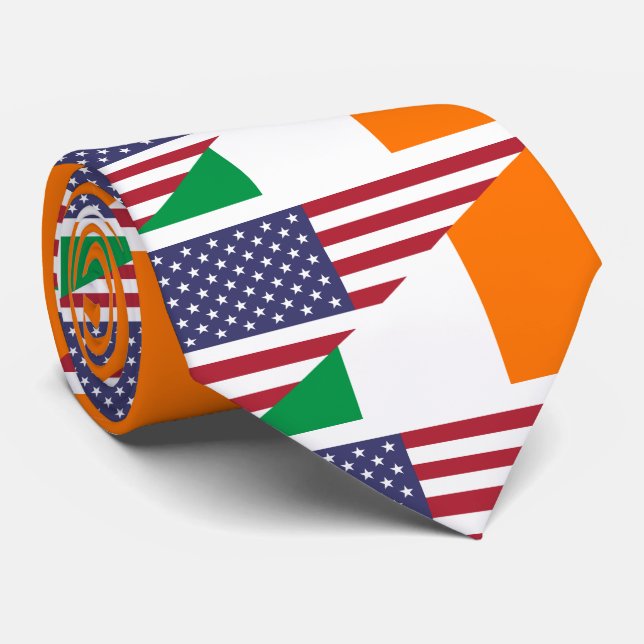 Irish American Pride US Ireland Flag Neck Tie (Rolled)