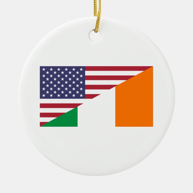 Irish American Pride US Ireland Flag Ornament (Front)