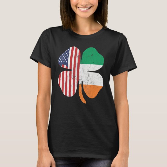 Irish American Shamrock Design Outfit St. Patrick' T-Shirt (Front)