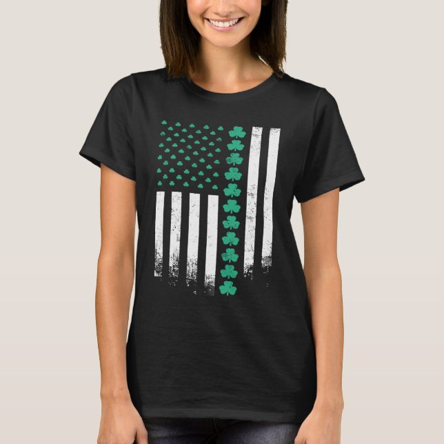 Irish American Shamrock U S American Flag St Patri T-Shirt (Front)
