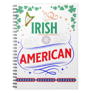 Irish American Shamrocks Harp Banner Fireworks Notebook