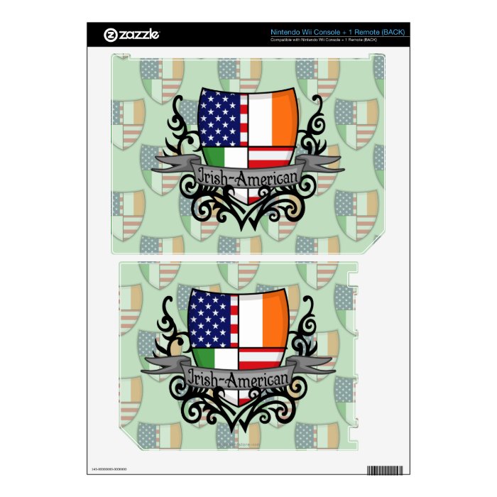 Irish American Shield Flag Decal For Nintendo Wii