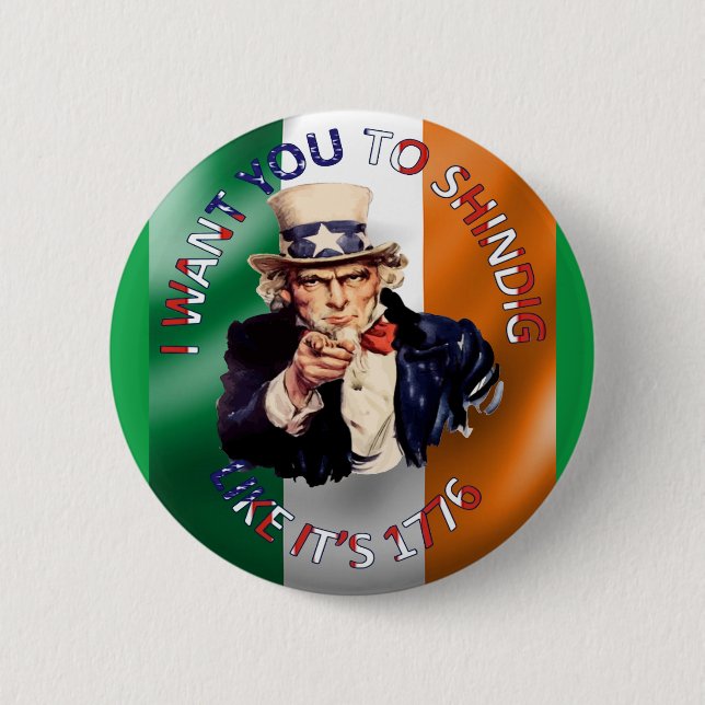 Irish American Uncle Sam Celebration Shindig Button (Front)