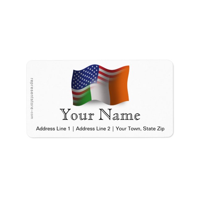 Irish-American Waving Flag Label (Front)