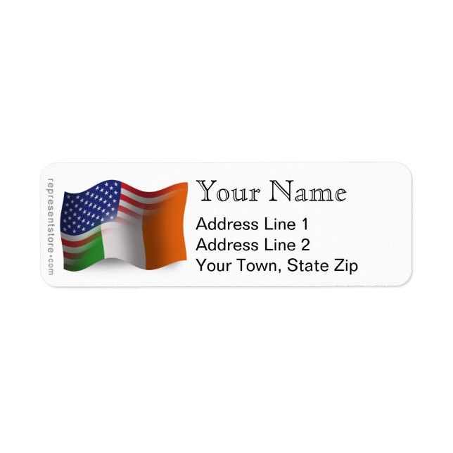 Irish-American Waving Flag Label (Front)