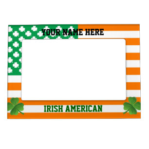 Irish American with flag and shamrocks Magnetic Photo Frame