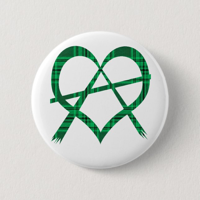 Irish Anarchy Heart Symbol Button Badge (Front)
