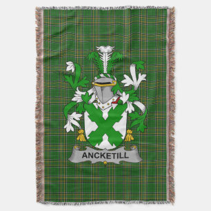 Irish Ancketill Coat of Arms Family Crest Ireland Throw Blanket