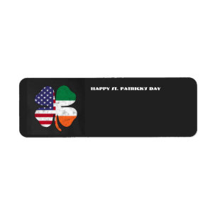 Irish and American flag clover Label