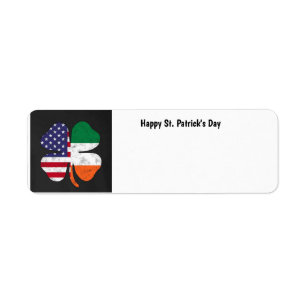 Irish and American flag clover Label