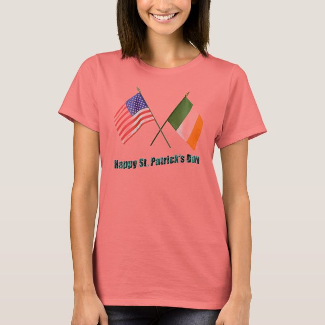 Irish and American Flags T-Shirt (Front)