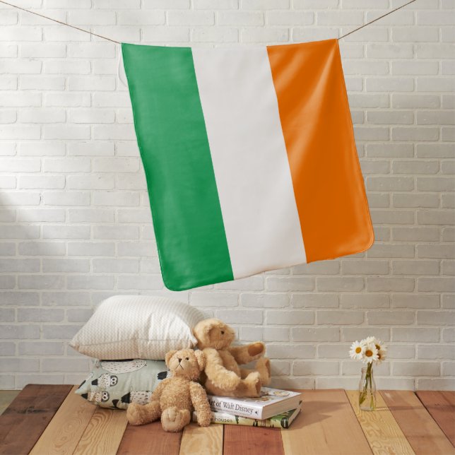 Irish and Chicago flag printed baby blanket (In Situ)