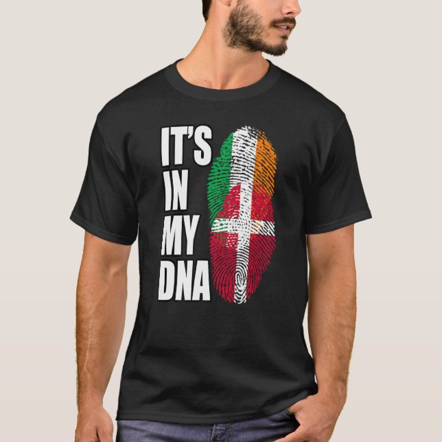 Irish And Danish DNA Flag Heritage T-Shirt (Front)