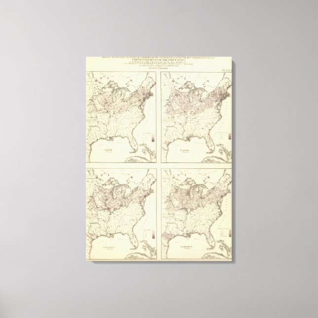Irish and German Population 1870 Canvas Print (Front)