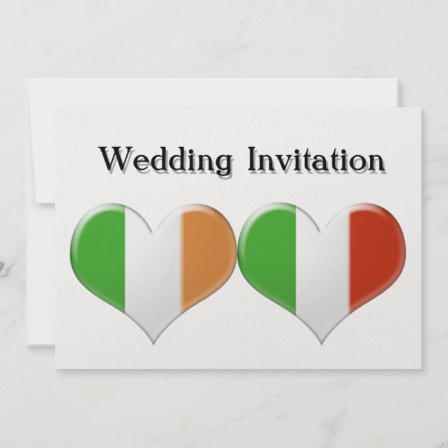 Irish and Italian Heart Flags Wedding Invitation
