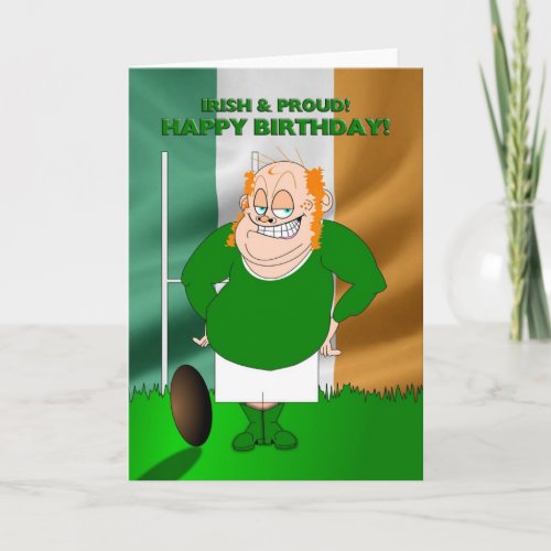 Irish and Proud Rugby Birthday Card
