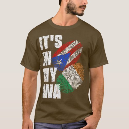 Irish and Puerto Rican DNA Mix Flag Heritage T_Shirt