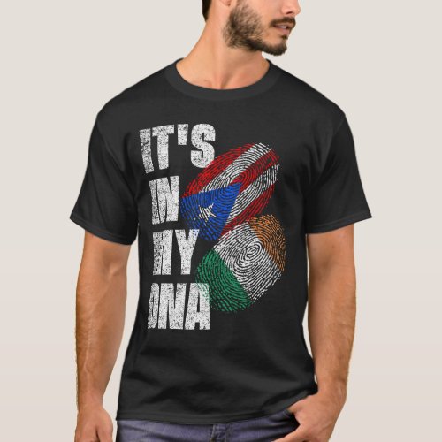 Irish and Puerto Rican DNA Mix Flag Heritage  T_Shirt