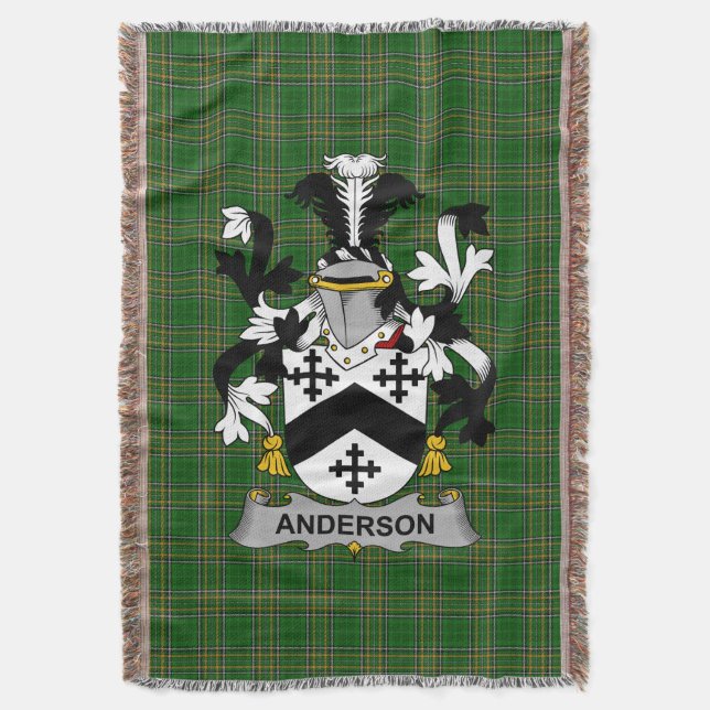  Irish Anderson Coat of Arms Family Crest Ireland Throw Blanket (Front Vertical)