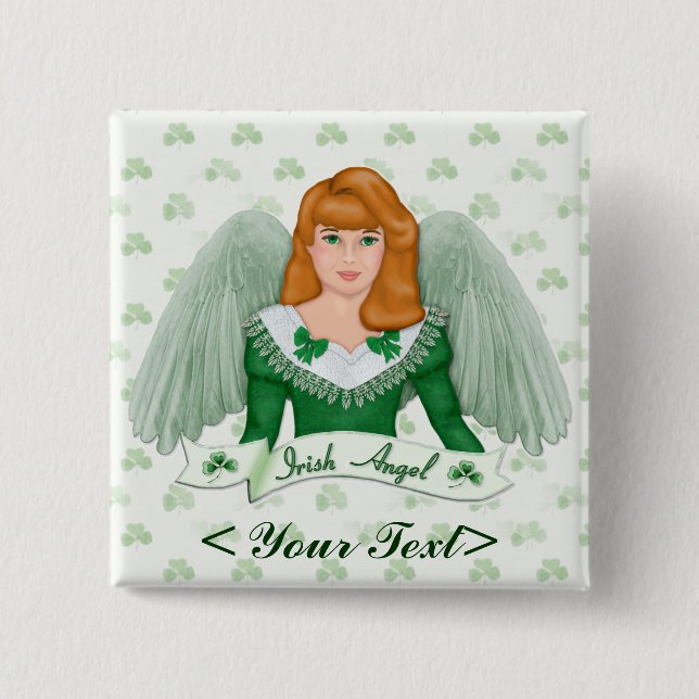 Irish Angel and Banner Pinback Button (Front)