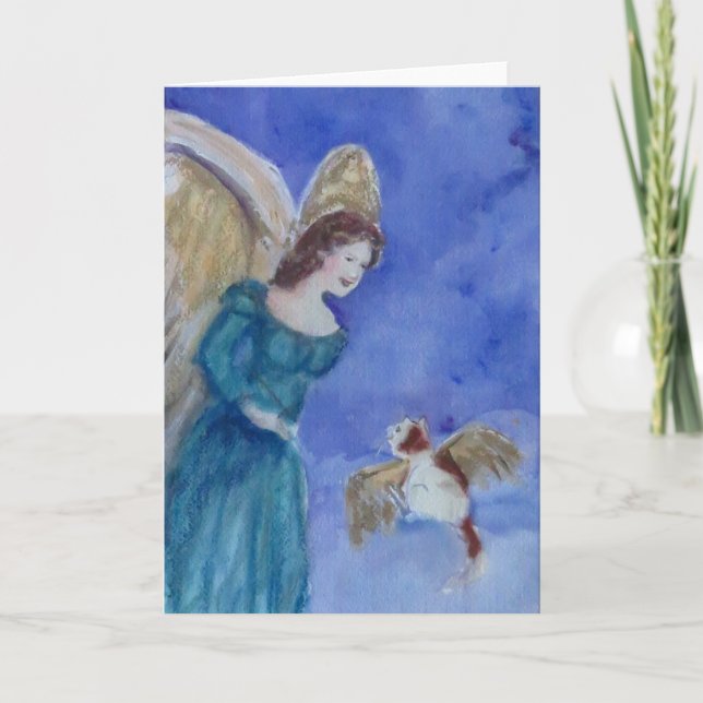 Irish Angel and Cat Angel Blank Greeting Card (Front)
