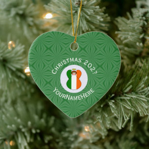 Irish Angel Christmas Flag Personalized Ceramic Ornament