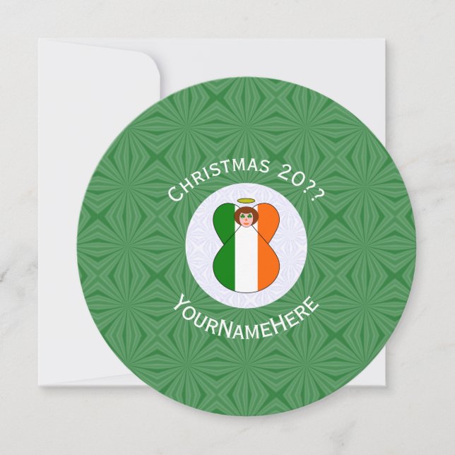 Irish Angel Flag Christmas Personalize Round Invitation (Front)