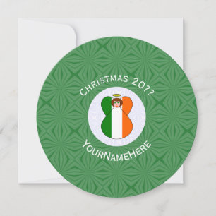 Irish Angel Flag Christmas Personalize Round Invitation
