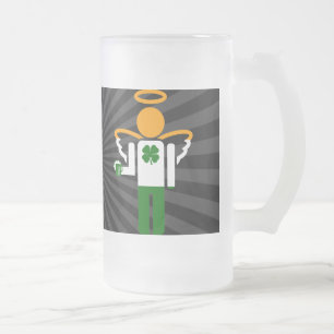irish angel. frosted glass beer mug