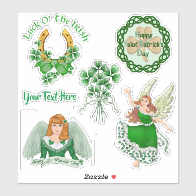 Irish Angel Shamrock Vinyl Set Sticker (Sheet)