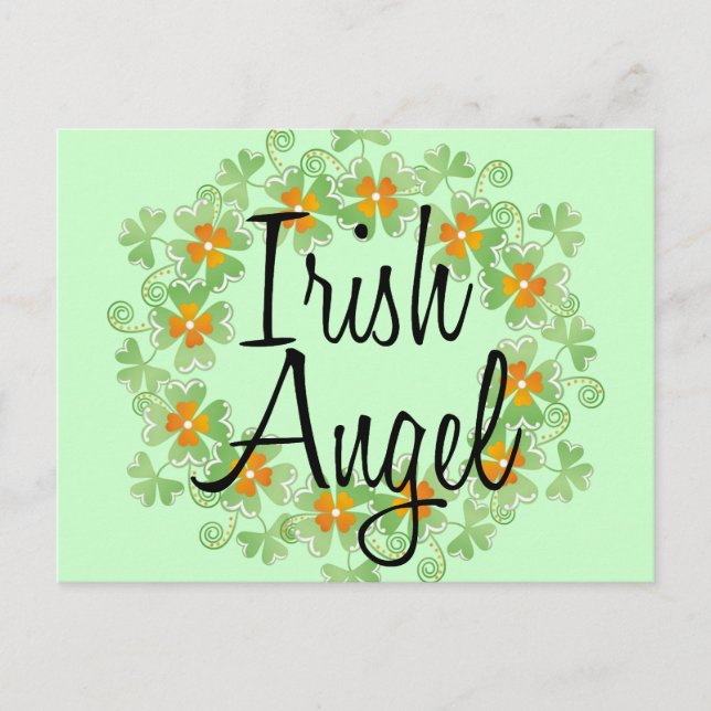Irish Angel Shamrock Wreath Postcard (Front)