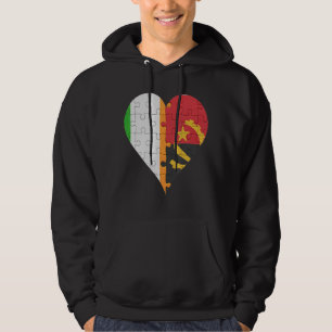 Irish Angolan Flag Heart Hoodie